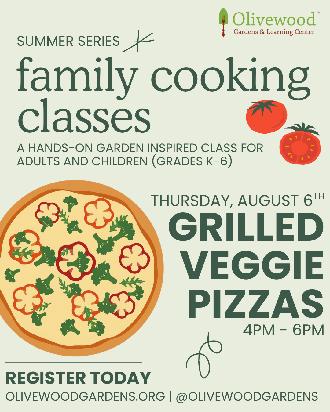 Family Cooking Class Summer Series: Grilled Veggie Pizzas