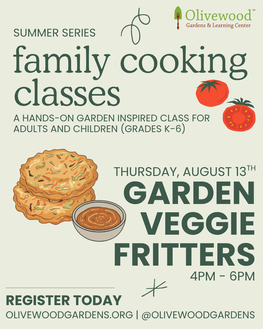 Family Cooking Class Summer Series: Garden Veggie Fritters