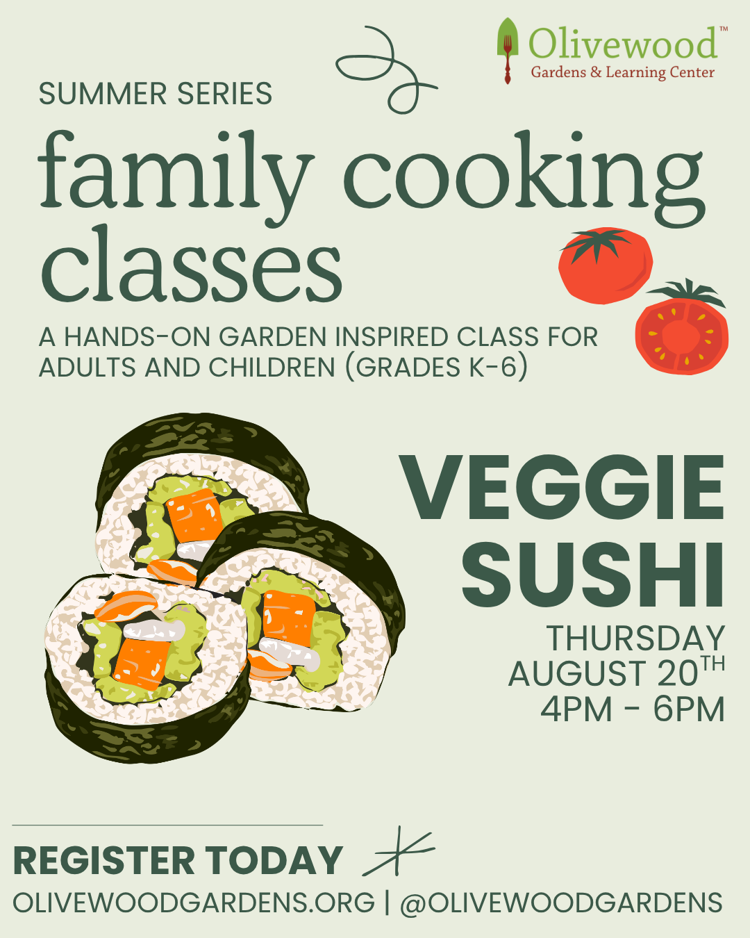 Family Cooking Class Summer Series: Veggie Sushi