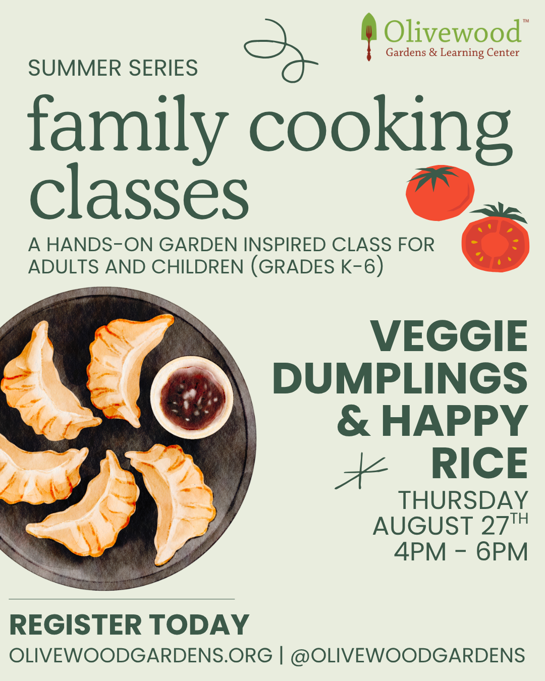 Family Cooking Class Summer Series: Veggie Dumplings & Happy Rice